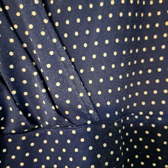 Talbots Polka Dot Print Faux Wrap Stretch Fabric Navy/White Size 22WP NWT - Picture 5 of 14